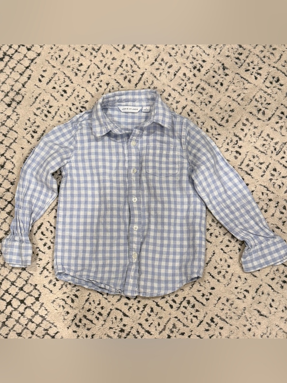 Light Blue Gingham Button-Down Shirt for Kids - Janie and Jack